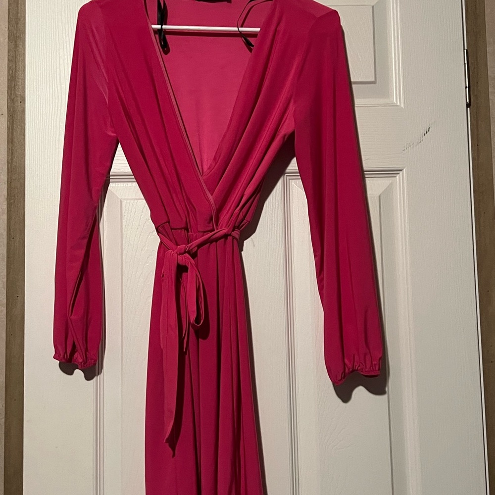 Elegant Magenta Long Sleeve Dress